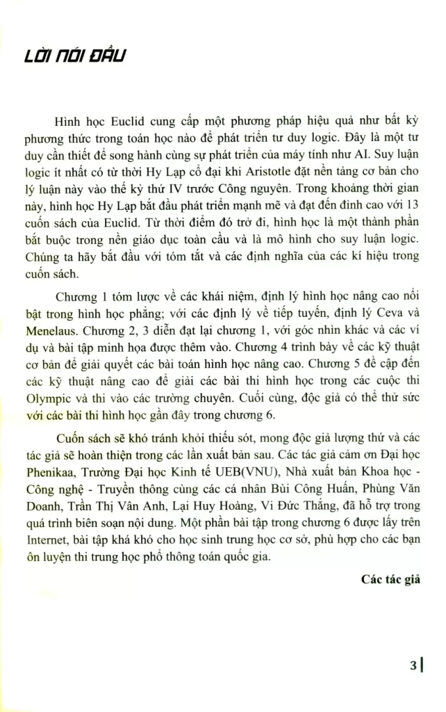 BÀI TẬP HÌNH HỌC CHO HỌC SINH GIỎI THCS - THPT (Thi vào chuyên, thi THPT Quốc gia môn Toán)